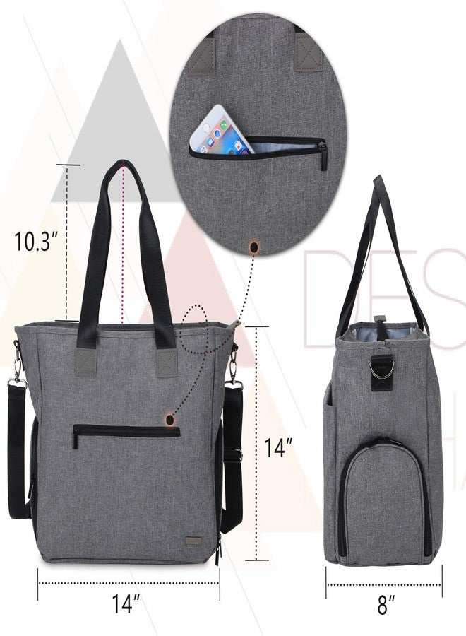 Teamoy Breast Pump Tote Bag Diaper Tote Bag Compatible for Spectra S1, S2, Medela, Pumping Bag with 14" Laptop Sleeve for Most Breast Pump, Dark Gray - Image 5